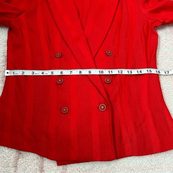 Vintage Sauci Red Stripe Skirt Suit Set Size Med Blazer Size 3 Skirt Office 90's - Picture 12 of 16